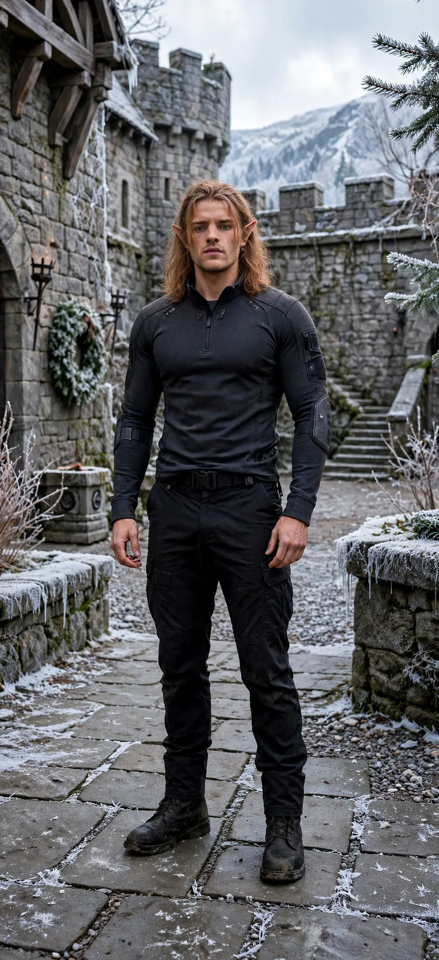 Ian, Killian's half-Fae son — golden-tan skin, slightly pointed ears